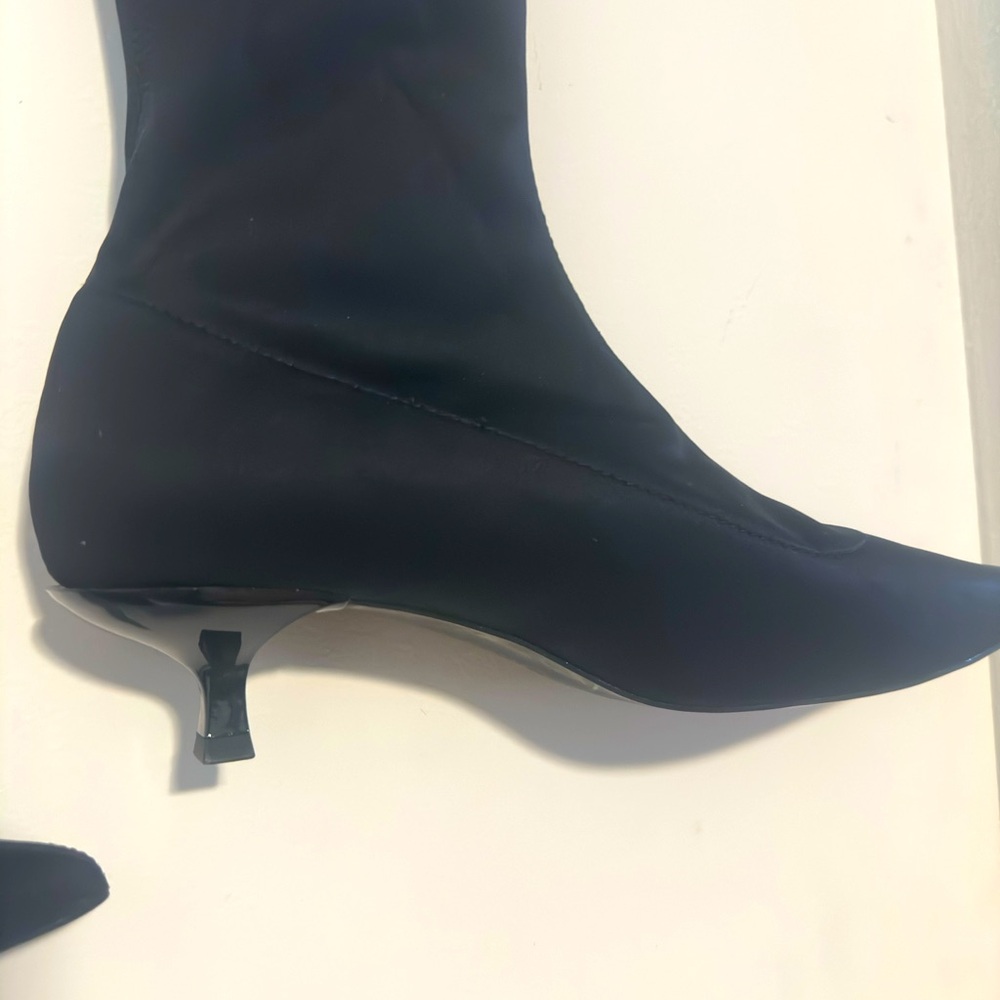 Zara kitten heel satin boots